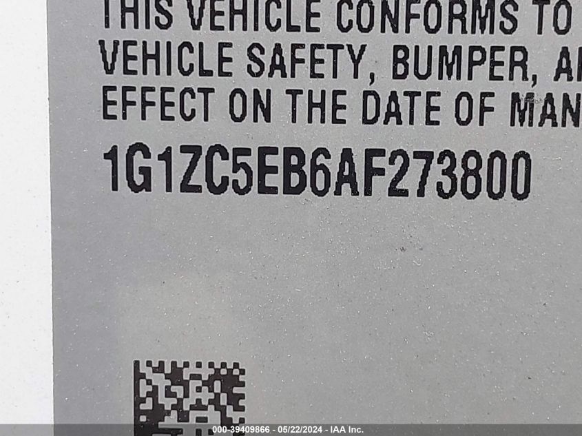 2010 Chevrolet Malibu Lt VIN: 1G1ZC5EB6AF273800 Lot: 39409866