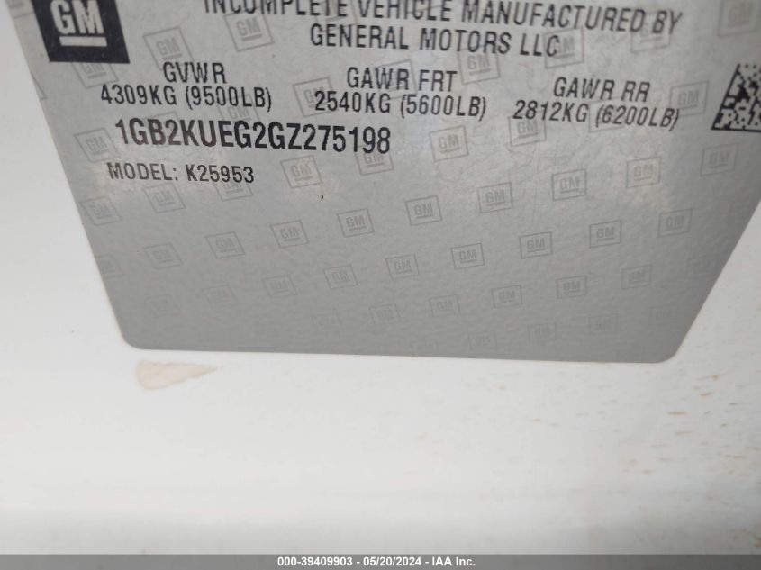 2016 Chevrolet Silverado 2500Hd Wt VIN: 1GB2KUEG2GZ275198 Lot: 39409903