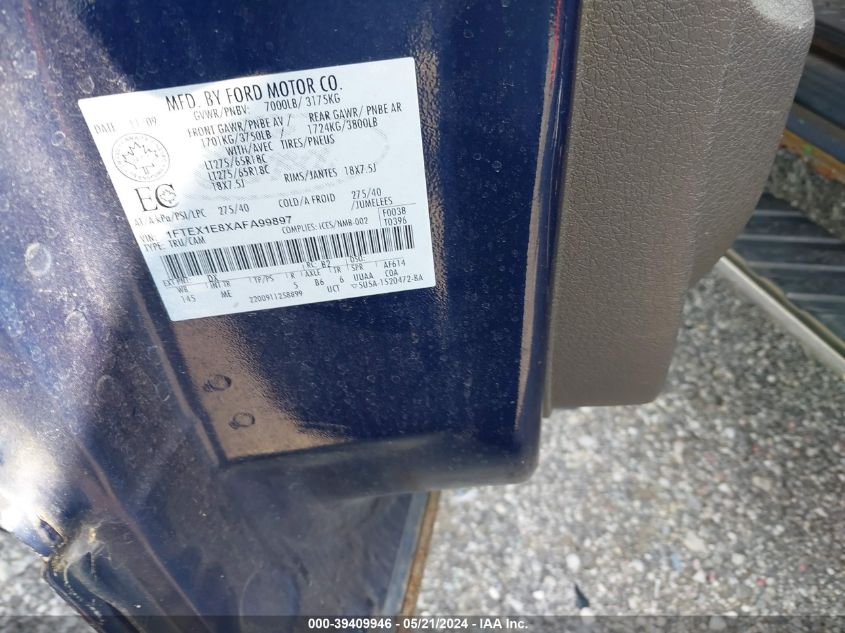 2010 Ford F-150 Stx/Xl/Xlt VIN: 1FTEX1E8XAFA99897 Lot: 39409946