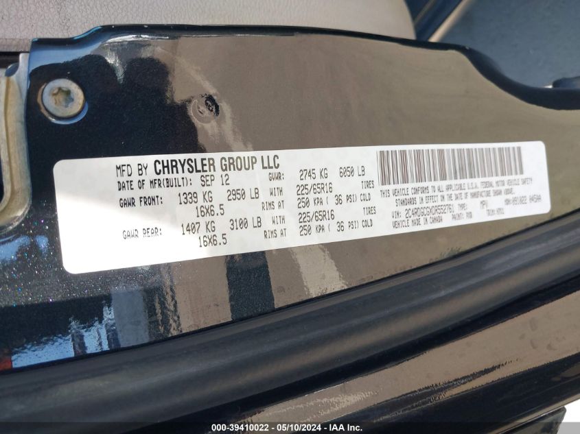 2013 Dodge Grand Caravan Sxt VIN: 2C4RDGCGXDR552761 Lot: 39410022