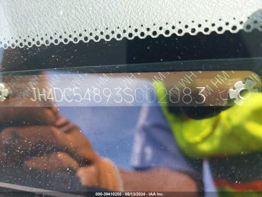 2003 Acura Rsx VIN: JH4DC54893S002083 Lot: 39410255