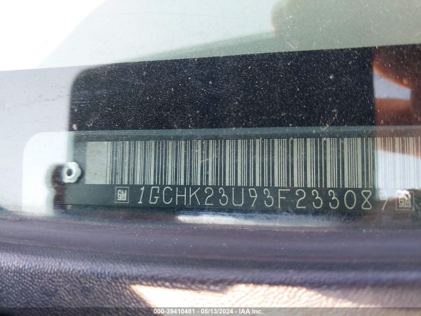 2003 Chevrolet Silverado 2500Hd Lt VIN: 1GCHK23U93F233089 Lot: 39410481