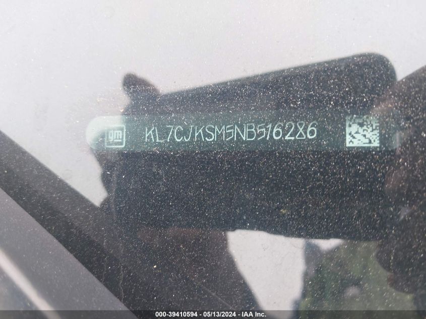 2022 Chevrolet Trax Fwd Ls VIN: KL7CJKSM5NB516286 Lot: 39410594