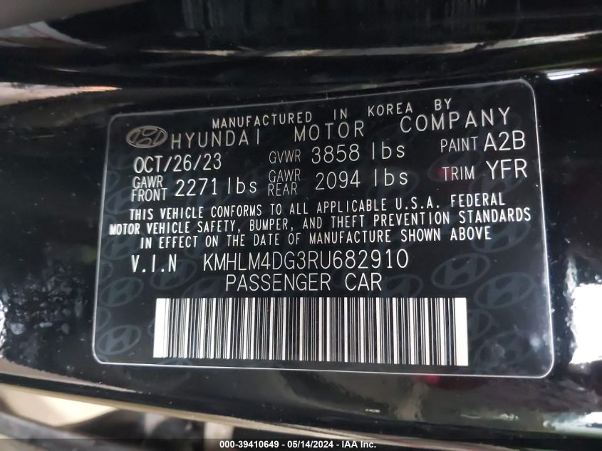 2024 HYUNDAI ELANTRA SEL - KMHLM4DG3RU682910