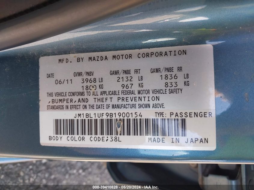 2011 Mazda Mazda3 I Sport VIN: JM1BL1UF9B1900154 Lot: 39410828