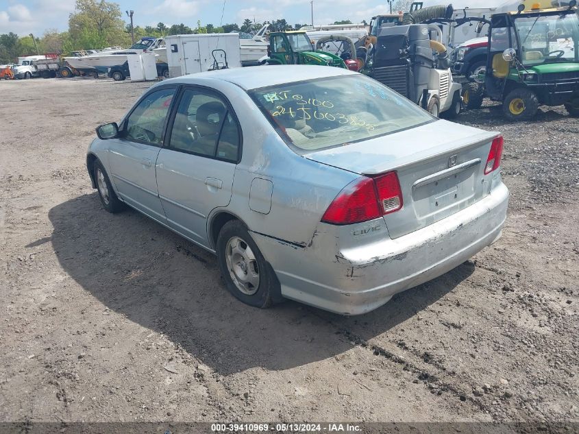 2003 Honda Civic Hybrid VIN: JHMES96613S023309 Lot: 39410969