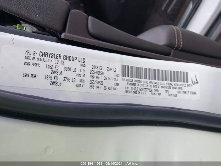 2014 Jeep Grand Cherokee Summit VIN: 1C4RJFJG1EC377090 Lot: 39411078