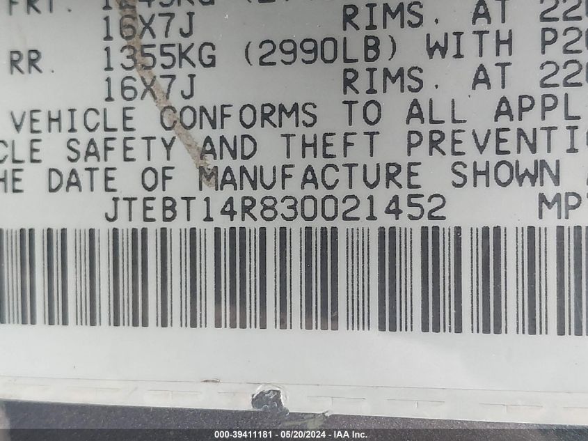 2003 Toyota 4Runner Sr5 V8 VIN: JTEBT14R830021452 Lot: 39411181