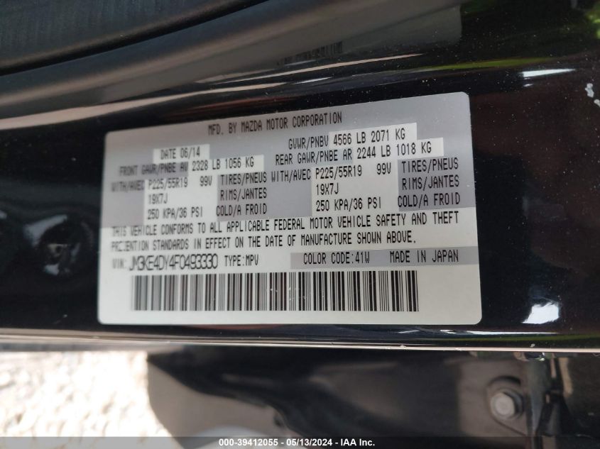 2015 Mazda Cx-5 Grand Touring VIN: JM3KE4DY4F0493330 Lot: 39412055