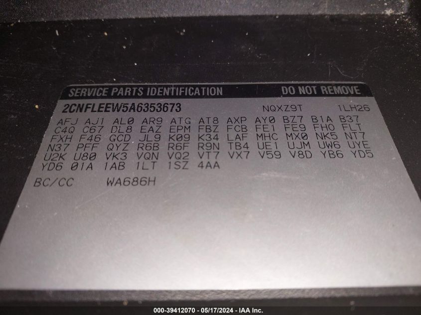 2010 Chevrolet Equinox Lt VIN: 2CNFLEEW5A6353673 Lot: 39412070