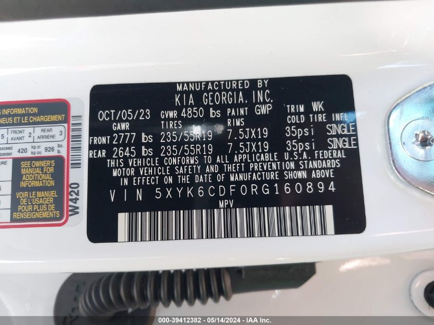 2024 Kia Sportage X-Line VIN: 5XYK6CDF0RG160894 Lot: 39412382