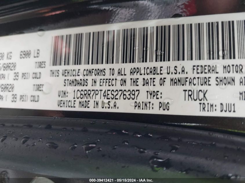2014 Ram 1500 Longhorn VIN: 1C6RR7PT4ES276397 Lot: 39412421