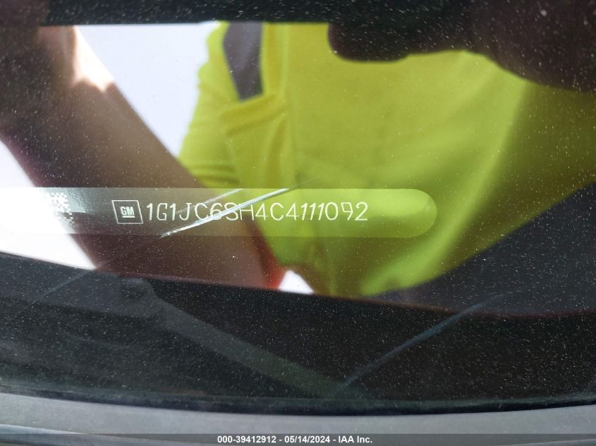 2012 Chevrolet Sonic 2Lt VIN: 1G1JC6SH4C4111092 Lot: 39412912