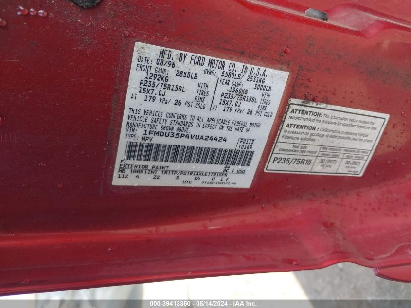 1997 Ford Explorer Eddie Bauer/Limited/Xlt VIN: 1FMDU35P4VUA24424 Lot: 39413350