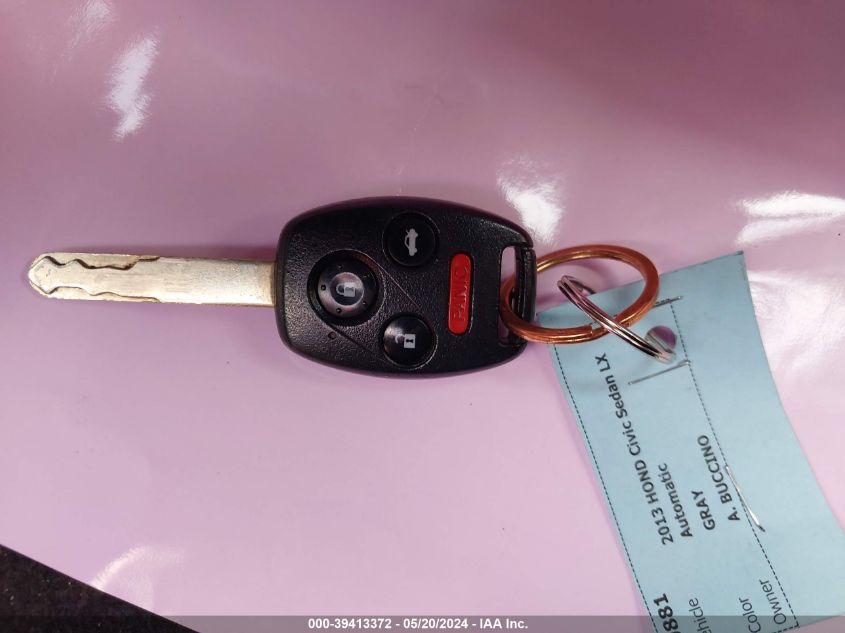 2013 Honda Civic Lx VIN: 2HGFB2F59DH517156 Lot: 39413372