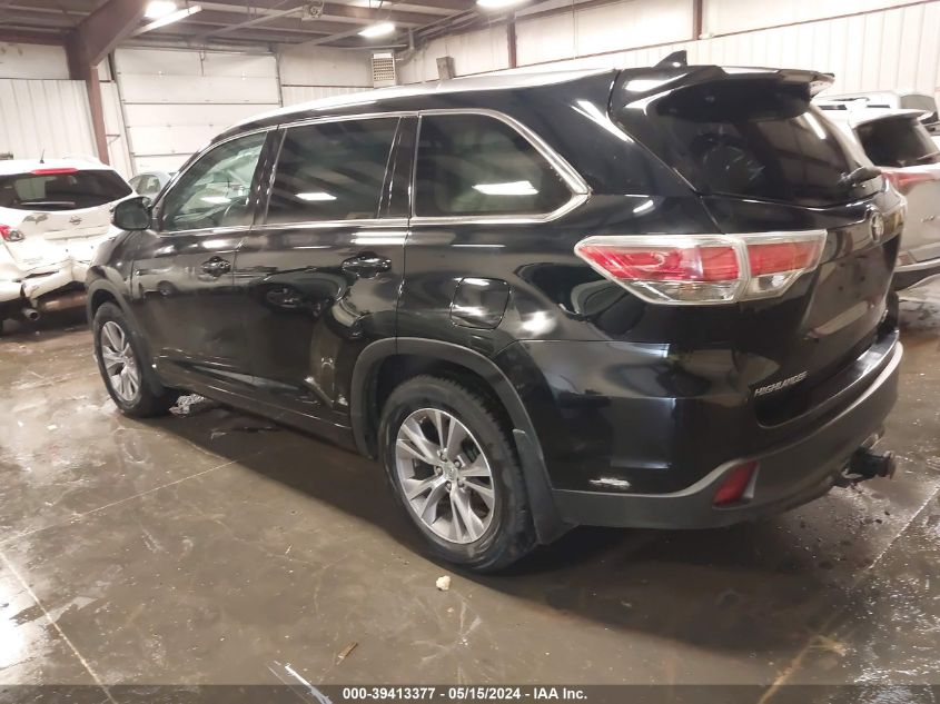 2014 Toyota Highlander Xle V6 VIN: 5TDJKRFH3ES009487 Lot: 39413377