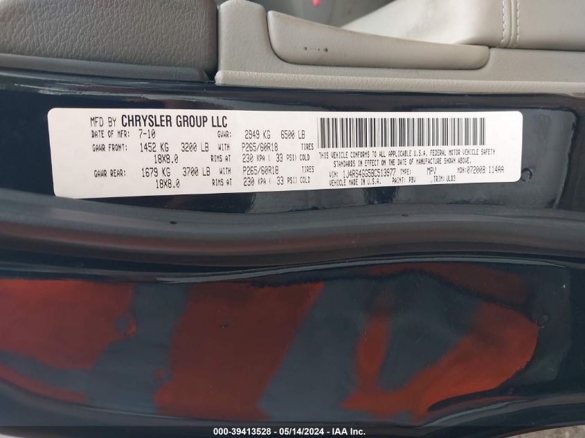 2011 Jeep Grand Cherokee Laredo VIN: 1J4RS4GG5BC513977 Lot: 39413528