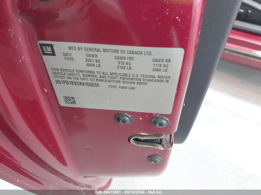 2010 Chevrolet Camaro 2Lt VIN: 2G1FG1EV3A9169235 Lot: 39413651