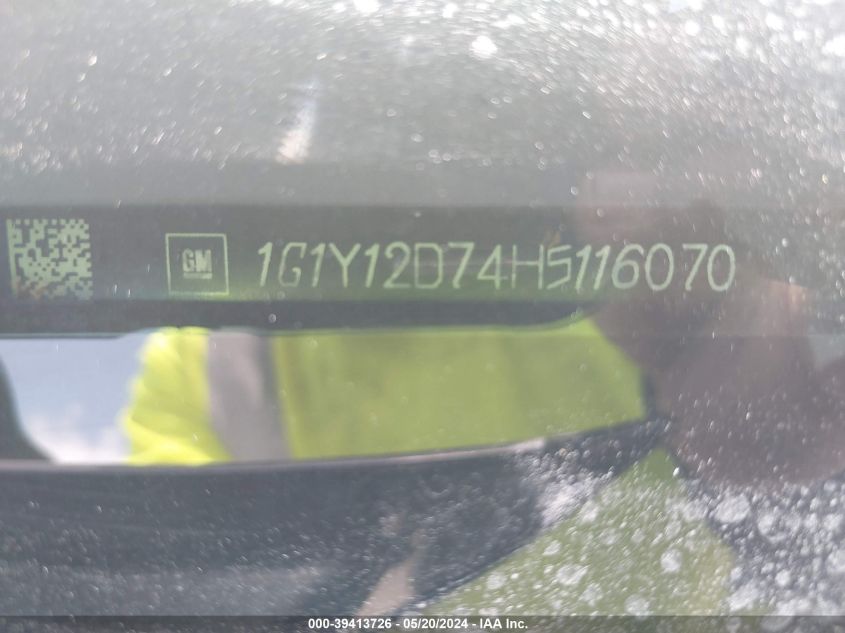 2017 Chevrolet Corvette Grand Sport VIN: 1G1Y12D74H5116070 Lot: 39413726