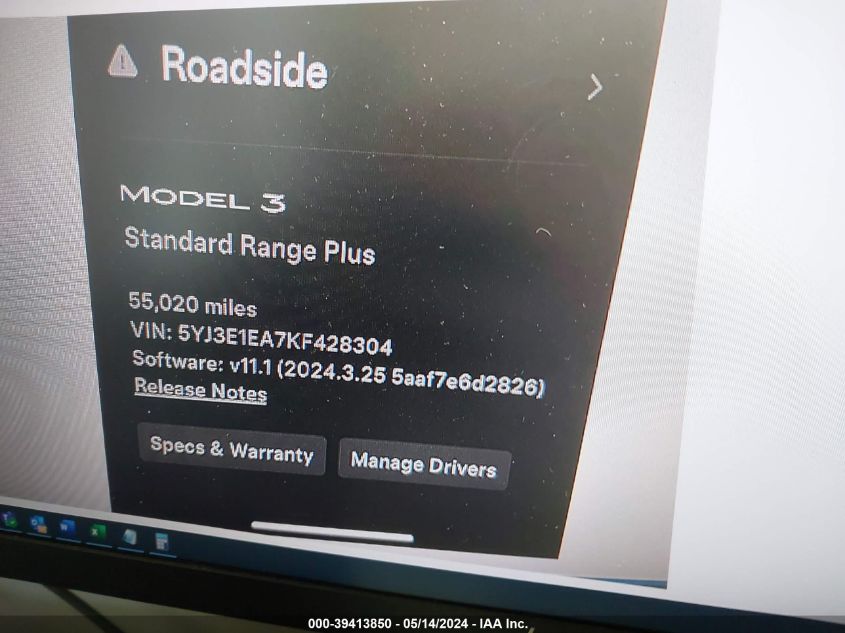 2019 Tesla Model 3 VIN: 5YJ3E1EA7KF428304 Lot: 39413850