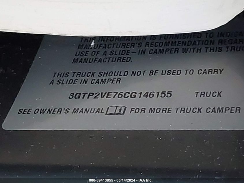 2012 GMC Sierra 1500 Sle VIN: 3GTP2VE76CG146155 Lot: 39413855