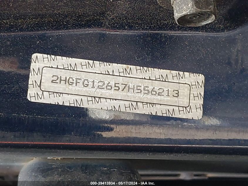 2007 Honda Civic Lx VIN: 1HGFA15547L087106 Lot: 39413934