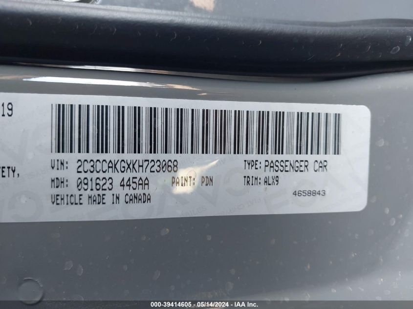 2019 Chrysler 300 Limited Awd VIN: 2C3CCAKGXKH723068 Lot: 39414605