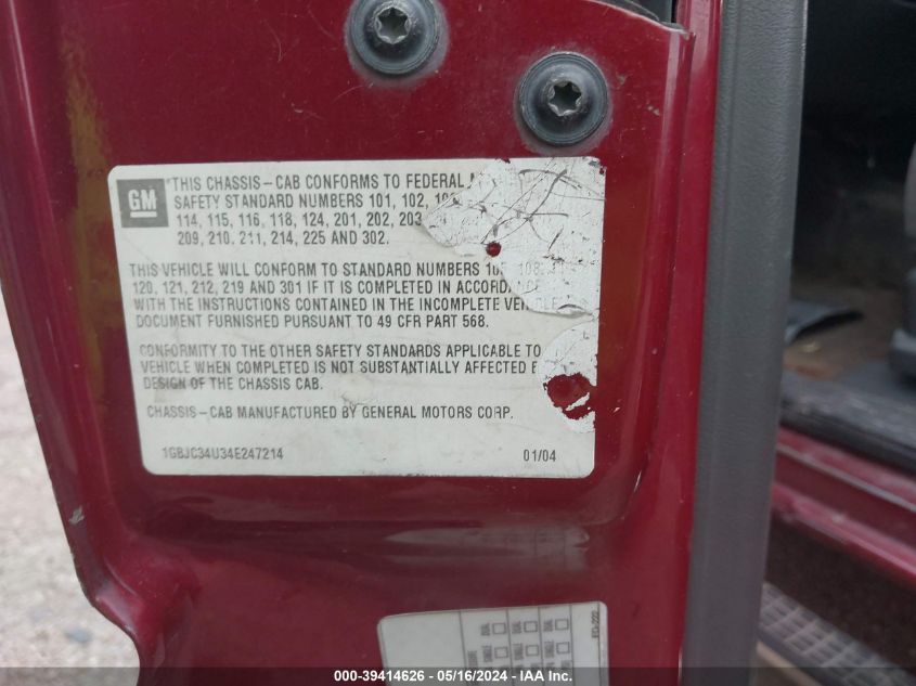 2004 Chevrolet Silverado 3500 Chassis Ls VIN: 1GBJC34U34E247214 Lot: 39414626