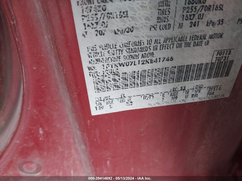 2002 Ford F-150 King Ranch/Lariat/Xlt VIN: 1FTRW07L12KE41746 Lot: 39414692