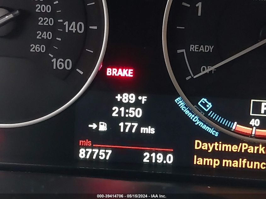 2013 BMW 328I VIN: WBA3A5C54DF601376 Lot: 39414706