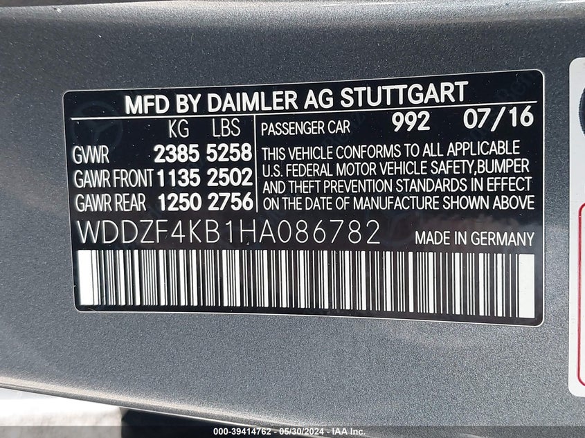 2017 Mercedes-Benz E 300 4Matic VIN: WDDZF4KB1HA086782 Lot: 39414762