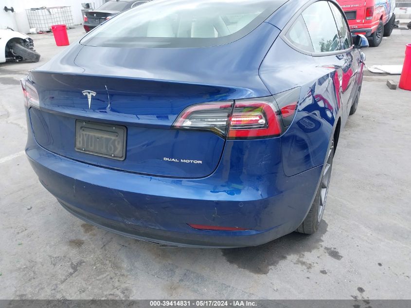 2021 Tesla Model 3 Long Range Dual Motor All-Wheel Drive VIN: 5YJ3E1EB6MF070964 Lot: 39414831