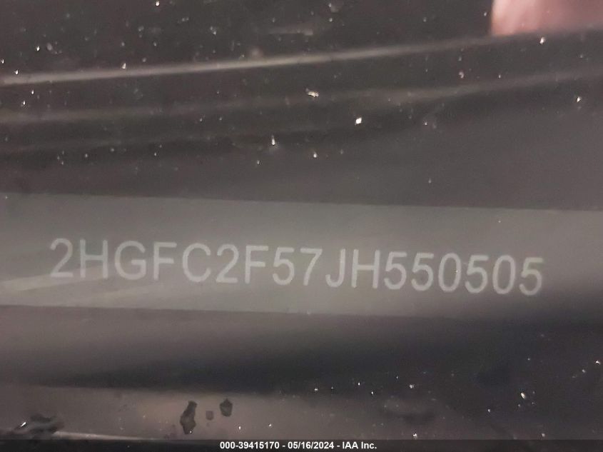 2018 Honda Civic Lx VIN: 2HGFC2F57JH550505 Lot: 39415170