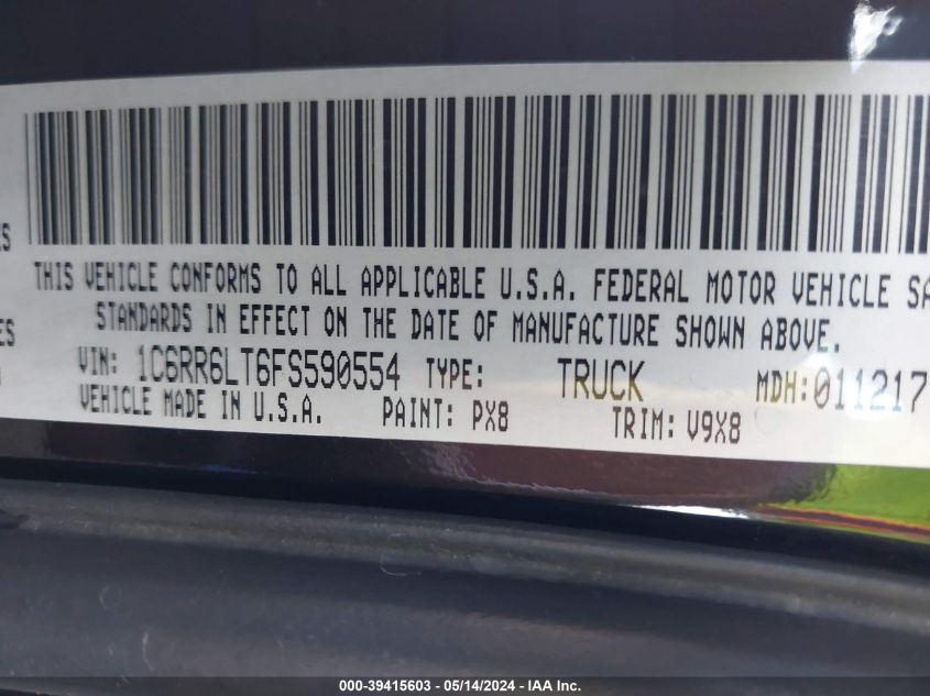 2015 Ram 1500 Slt VIN: 1C6RR6LT6FS590554 Lot: 39415603