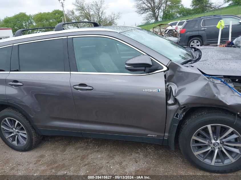 2019 Toyota Highlander Hybrid Xle VIN: 5TDJGRFH3KS069539 Lot: 39415627