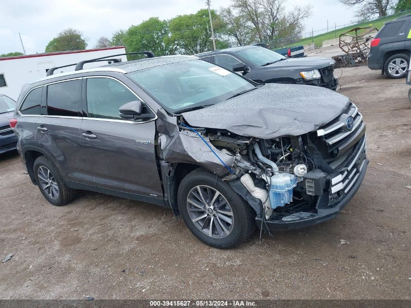 2019 Toyota Highlander Hybrid Xle VIN: 5TDJGRFH3KS069539 Lot: 39415627