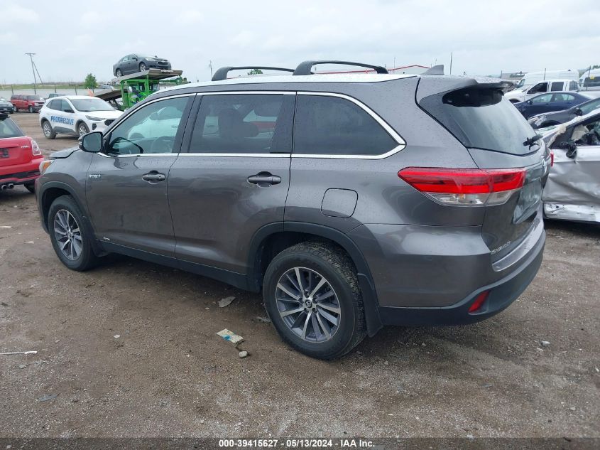 2019 Toyota Highlander Hybrid Xle VIN: 5TDJGRFH3KS069539 Lot: 39415627