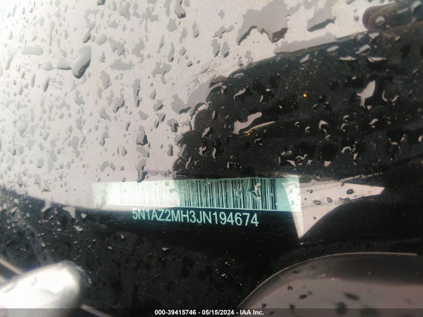 2018 Nissan Murano S VIN: 5N1AZ2MH3JN194674 Lot: 39415746