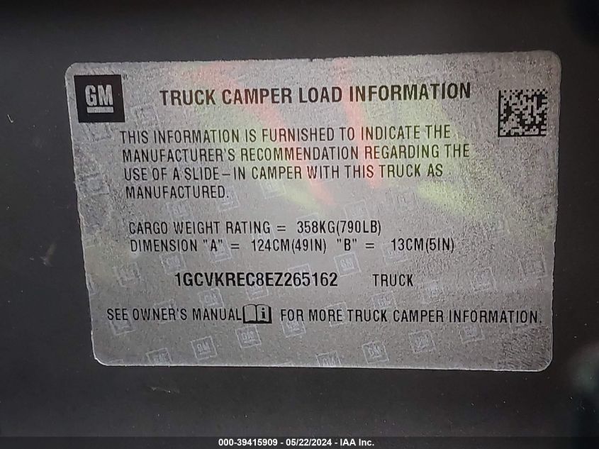 2014 Chevrolet Silverado 1500 1Lt VIN: 1GCVKREC8EZ265162 Lot: 39415909