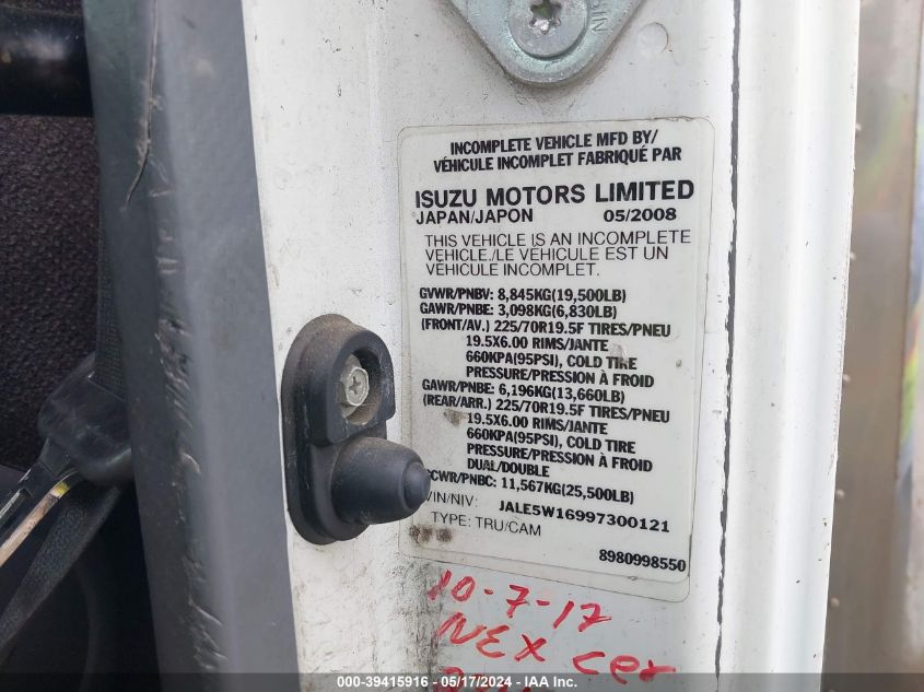 2009 Isuzu Dsl Reg VIN: JALE5W16997300121 Lot: 39415916