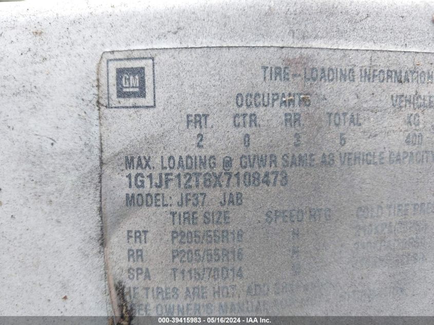 1999 Chevrolet Cavalier Z24 VIN: 1G1JF12T8X7108473 Lot: 39415983