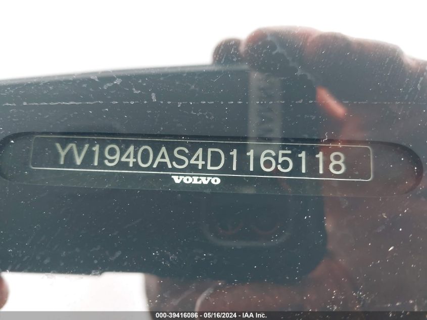 2013 VOLVO S80 3.2/3.2 PLATINUM/3.2 PREMIER PLUS YV1940AS4D1165118