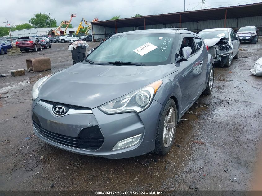 2013 Hyundai Veloster Base W/Black VIN: KMHTC6AD6DU172343 Lot: 39417125