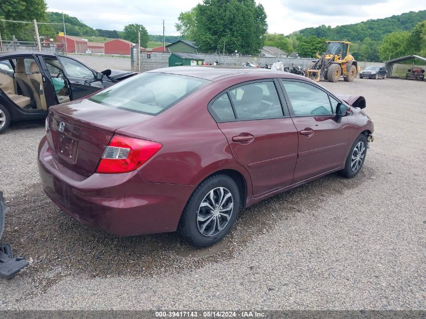 2012 Honda Civic Lx VIN: 2HGFB2F51CH608078 Lot: 39417143