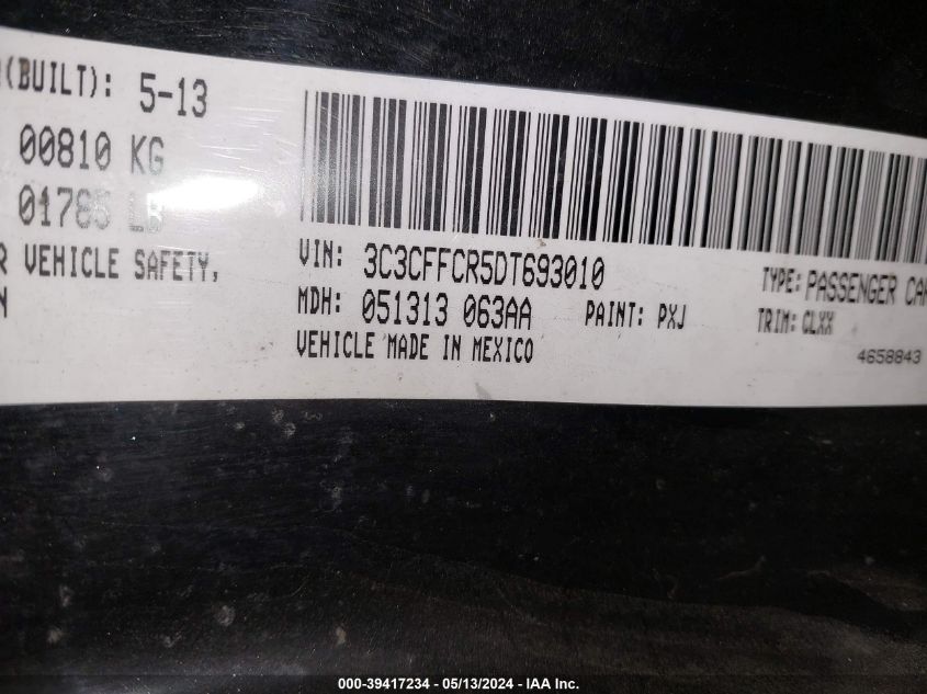 2013 Fiat 500 Gucci VIN: 3C3CFFCR5DT693010 Lot: 39417234