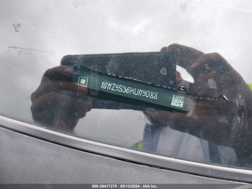 2019 Chevrolet Impala Lt VIN: 1G11Z5S36KU115088 Lot: 39417278