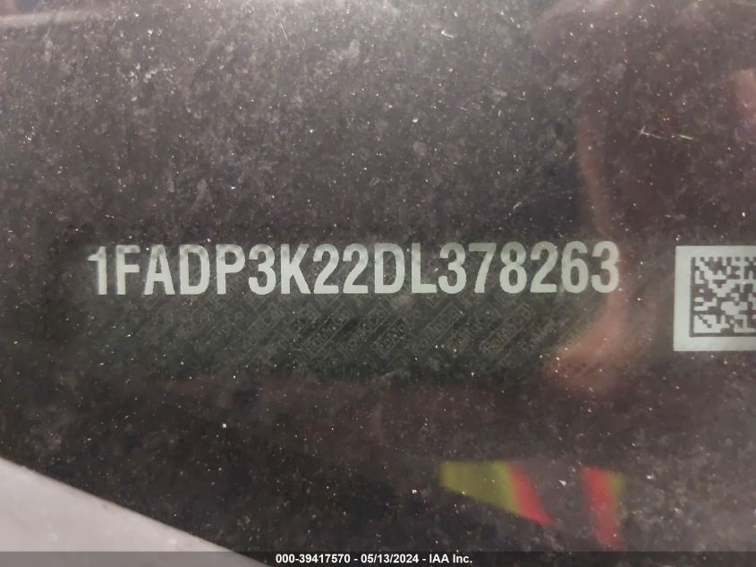 2013 Ford Focus Se VIN: 1FADP3K22DL378263 Lot: 39417570