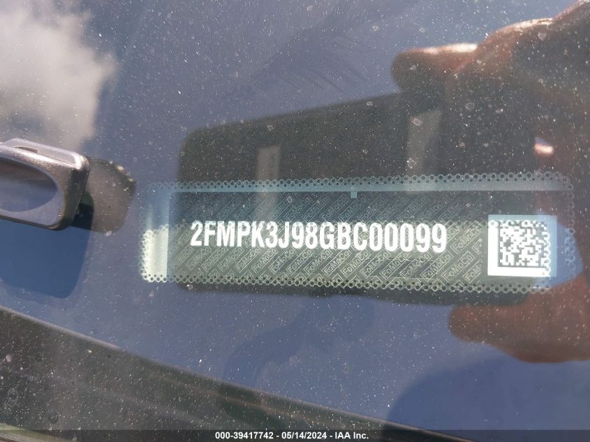 2016 Ford Edge Sel VIN: 2FMPK3J98GBC00099 Lot: 39417742