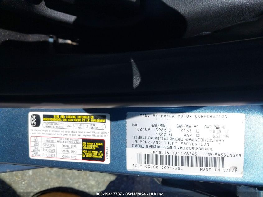 2010 Mazda Mazda3 I Touring VIN: JM1BL1SF7A1126343 Lot: 39417787