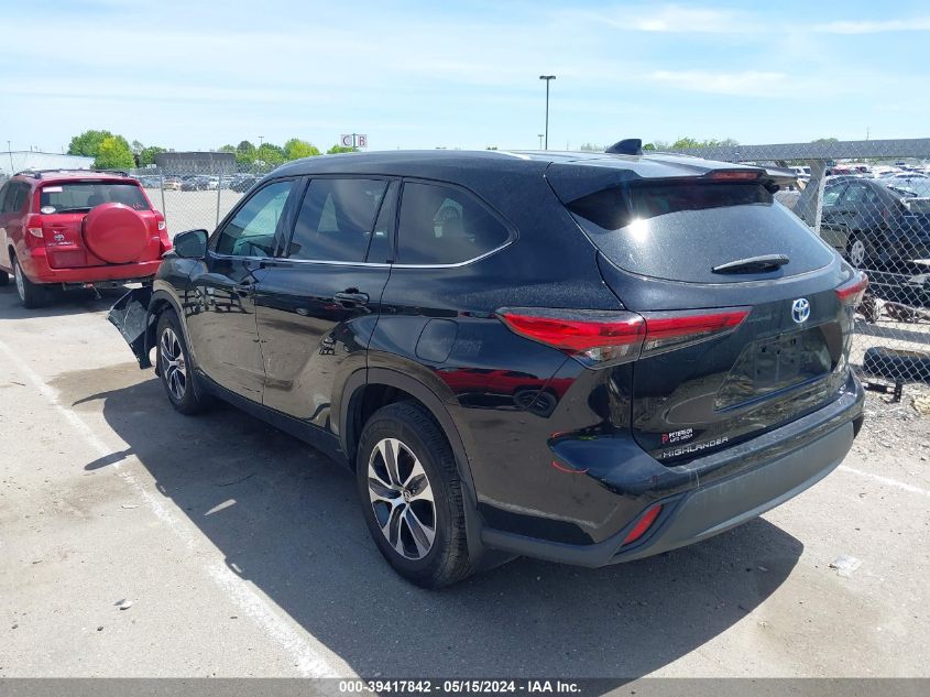 2022 Toyota Highlander Hybrid Xle VIN: 5TDGBRCH1NS544557 Lot: 39417842